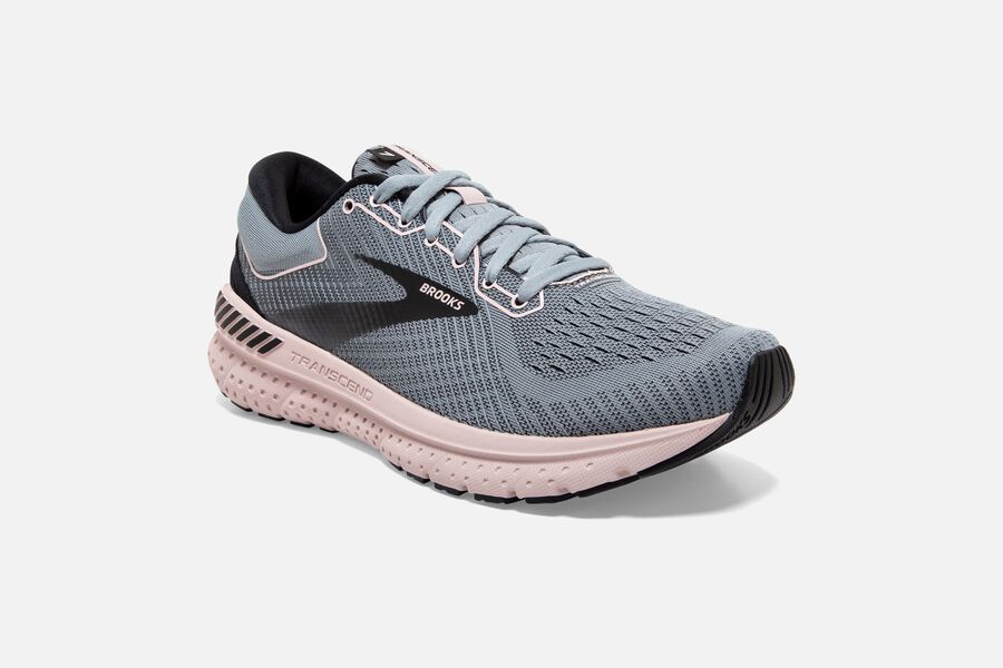 Brooks Transcend 7 Road Loopschoenen Dames - Grijs/Zwart/Roze - 956871OXI